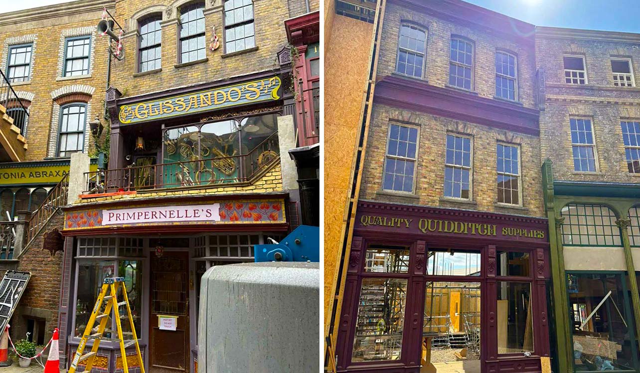 Косой Переулок — кадр со съёмок сериала Гарри Поттер Кадр со съёмок сериала Гарри Поттер — Косой Переулок